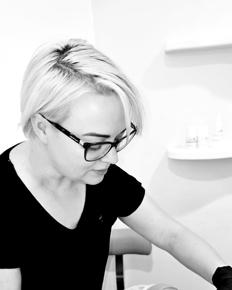 Jo Clayton, skin therapist, treating a client in her Clarence Gardens studio in Adelaide